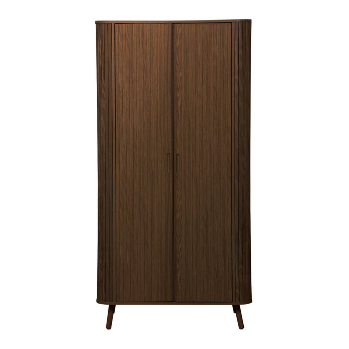 sweeek - Kledingkast gegroefd houteffect met plank en kledingstang