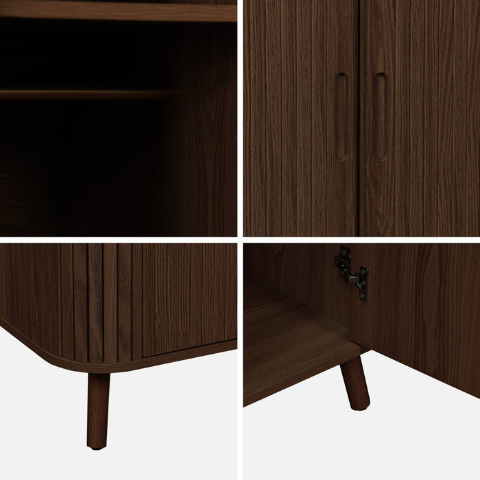 sweeek - Kledingkast gegroefd houteffect met plank en kledingstang