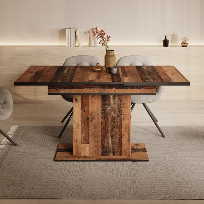 Meubella - Eetkamertafel Benjamin - Old wood - 120 cm - Uitschuifbaar
