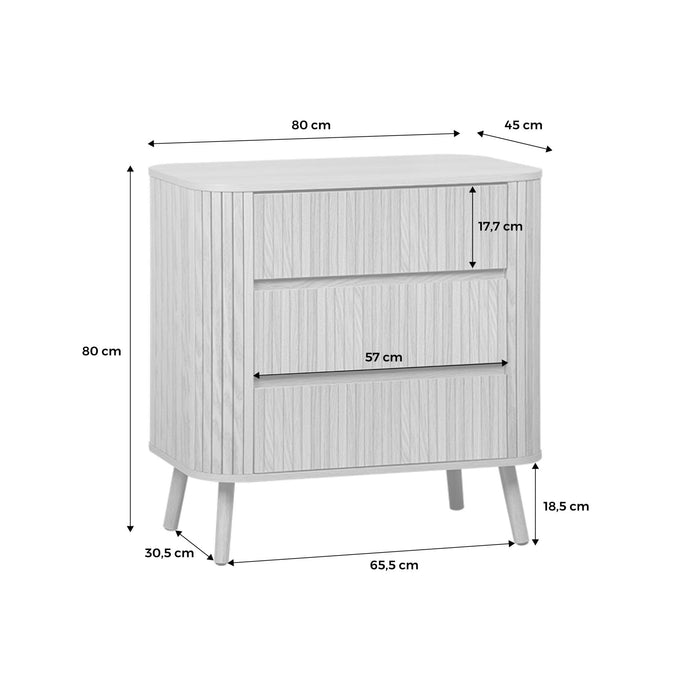 sweeek - Ladekast met 3 laden, gegroefd houtdecor