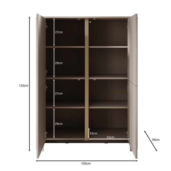 Meubella - Barbados - Dressoir - Beige - 103x39x132 cm