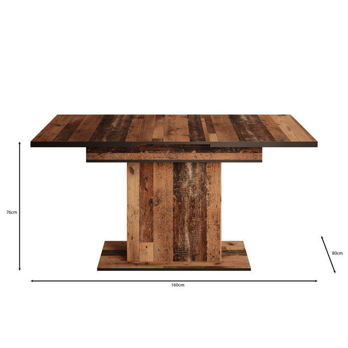 Meubella - Eetkamertafel Benjamin - Old wood - 120 cm - Uitschuifbaar