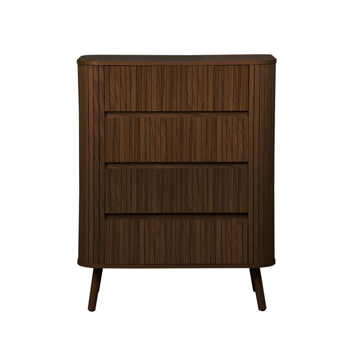 sweeek - Ladekast met 4 laden, gegroefd houtdecor