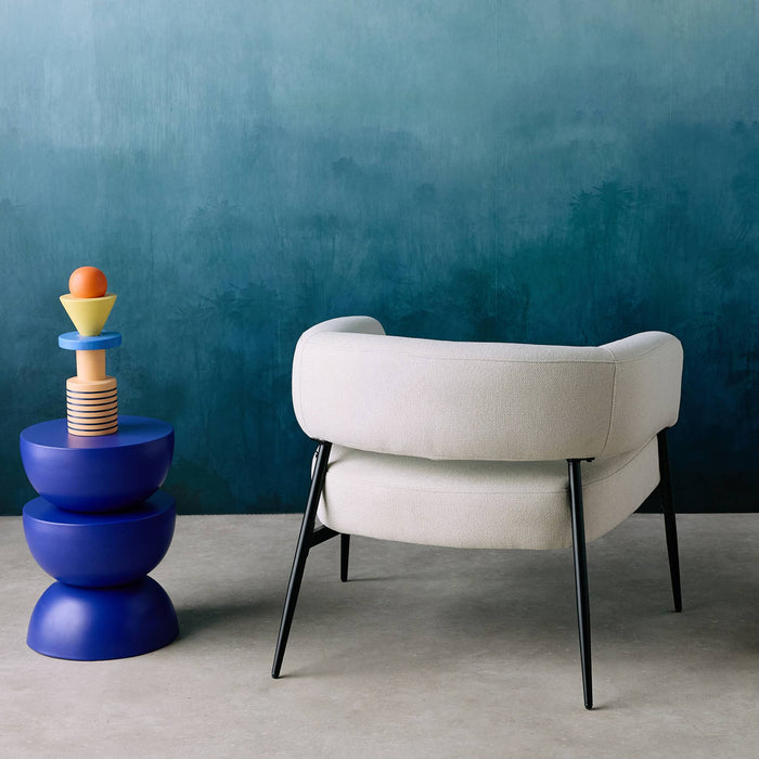 sweeek - Fauteuil stof gebogen rugleuning metalen frame