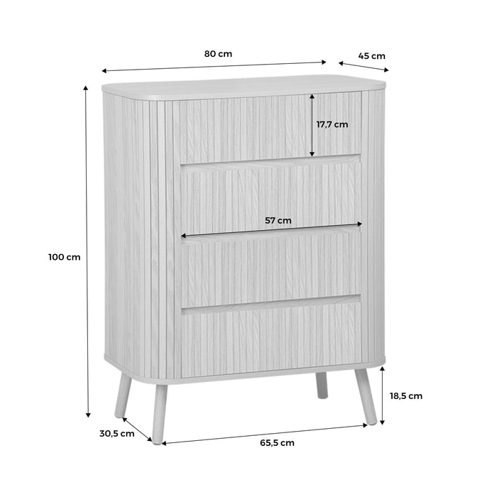 sweeek - Ladekast met 4 laden, gegroefd houtdecor