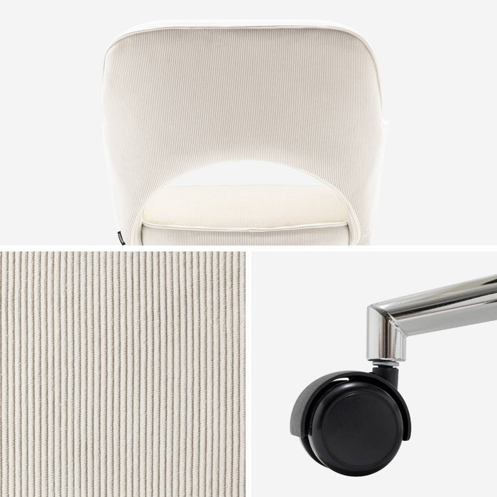sweeek - Bureaustoel op wielen in corduroy met chroom onderstel