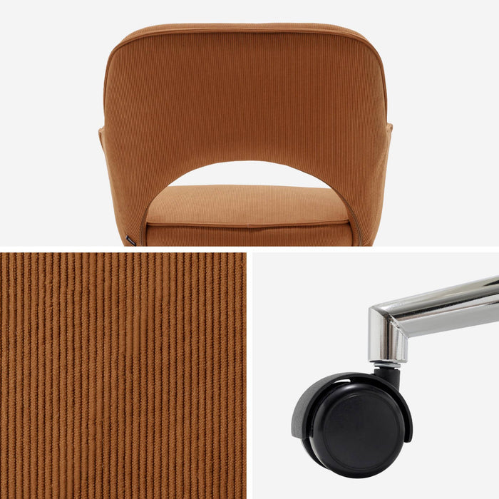 sweeek - Bureaustoel op wielen in corduroy met chroom onderstel