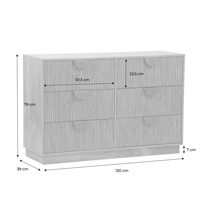 sweeek - Ladekast met gegroefd manghouteffect, 6 lades