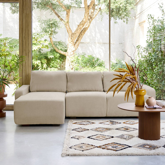 sweeek - Hoekbank links 3 zitplaatsen stof