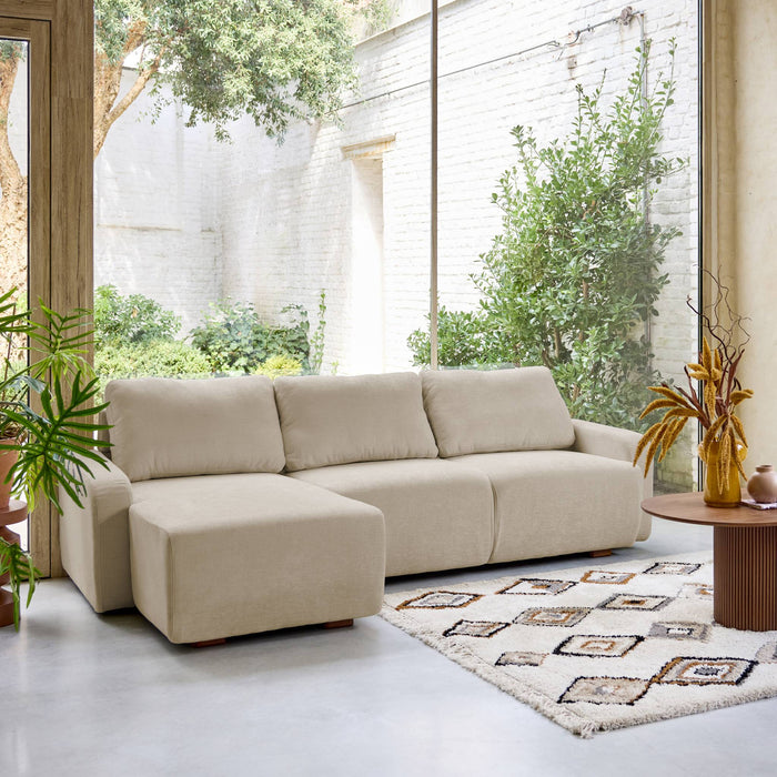 sweeek - Hoekbank links 3 zitplaatsen stof