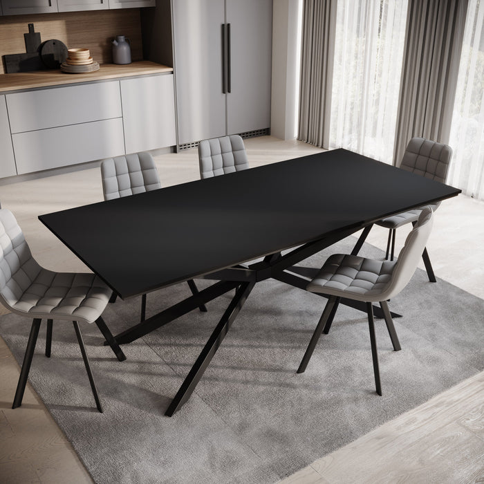 Meubella - Eetkamertafel Faithley - Zwart - 190 cm