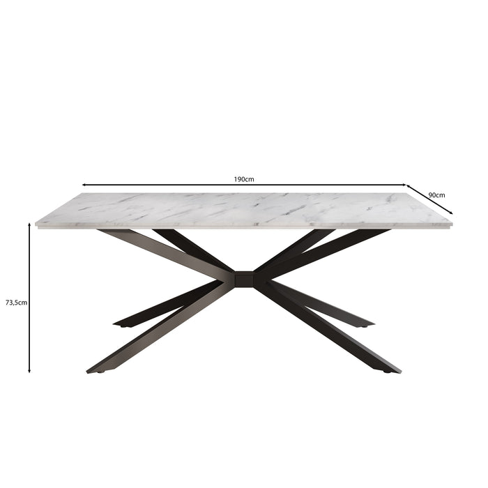 Meubella - Eetkamertafel Faithley - Zwart - 190 cm