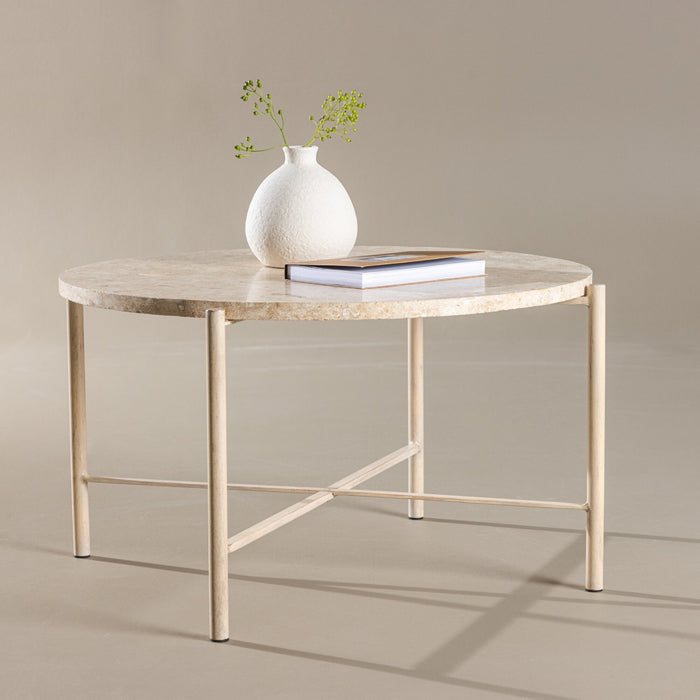 Fjôrd - Salontafel Beige Metaal - 70x70x40cm - Sandhamn