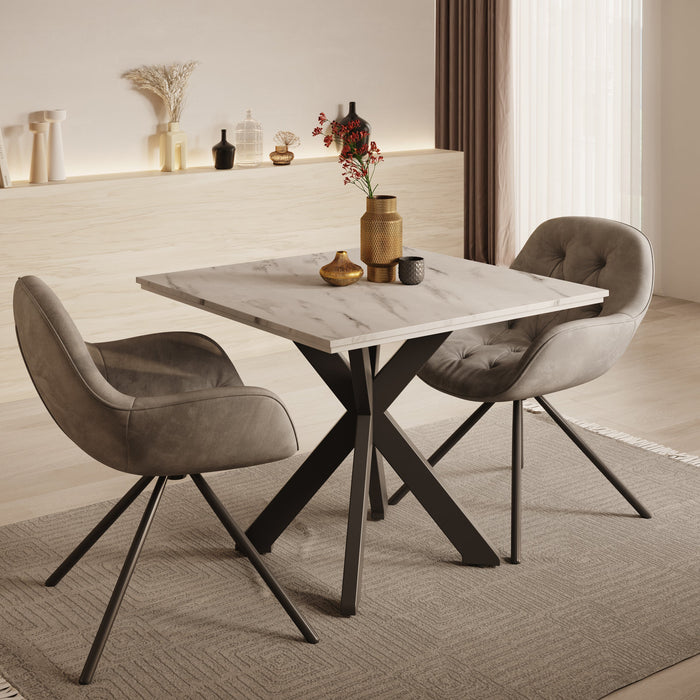 Meubella - Eetkamertafel Pacey - Wit marmerlook - 90 cm