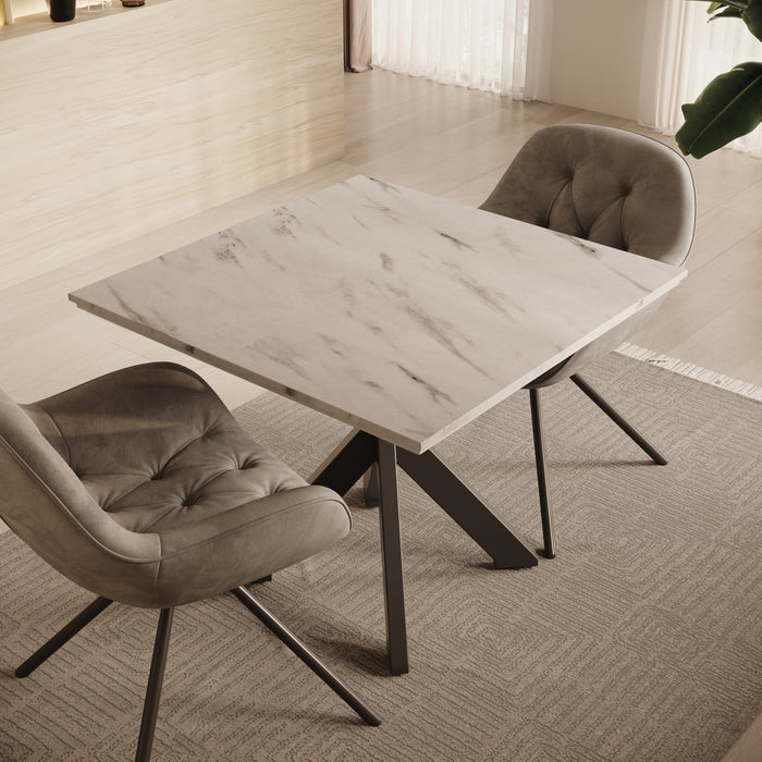 Meubella - Eetkamertafel Pacey - Wit marmerlook - 90 cm