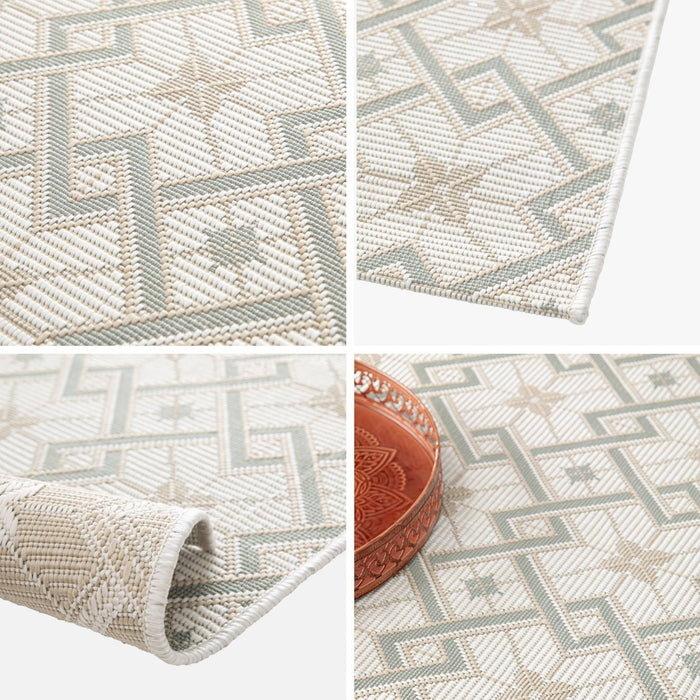 sweeek - Vintage binnen|buiten tapijt, crème, beige en groen