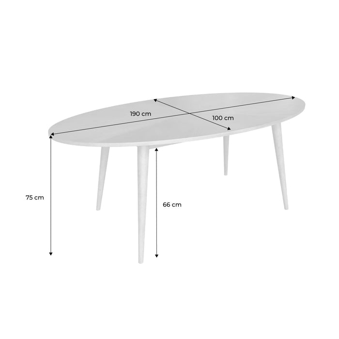 sweeek - Ovale eettafel van rubberhout en eikenfineer, 6 plaatsen