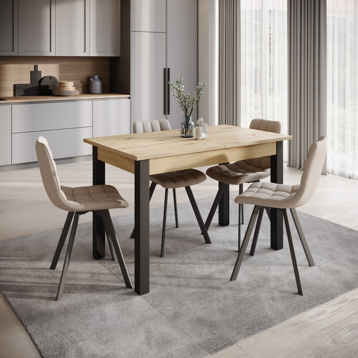 Meubella - Noah - Eetkamertafel - Eiken|zwart