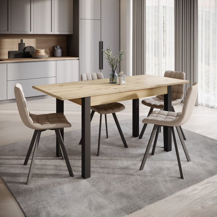 Meubella - Noah - Eetkamertafel - Eiken|zwart