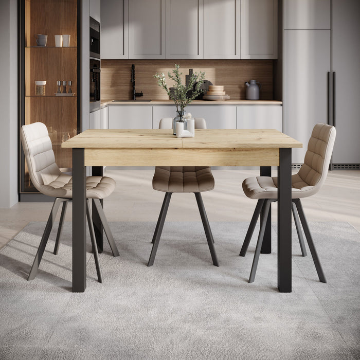 Meubella - Noah - Eetkamertafel - Eiken|zwart