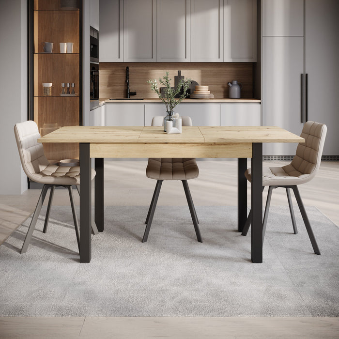 Meubella - Noah - Eetkamertafel - Eiken|zwart