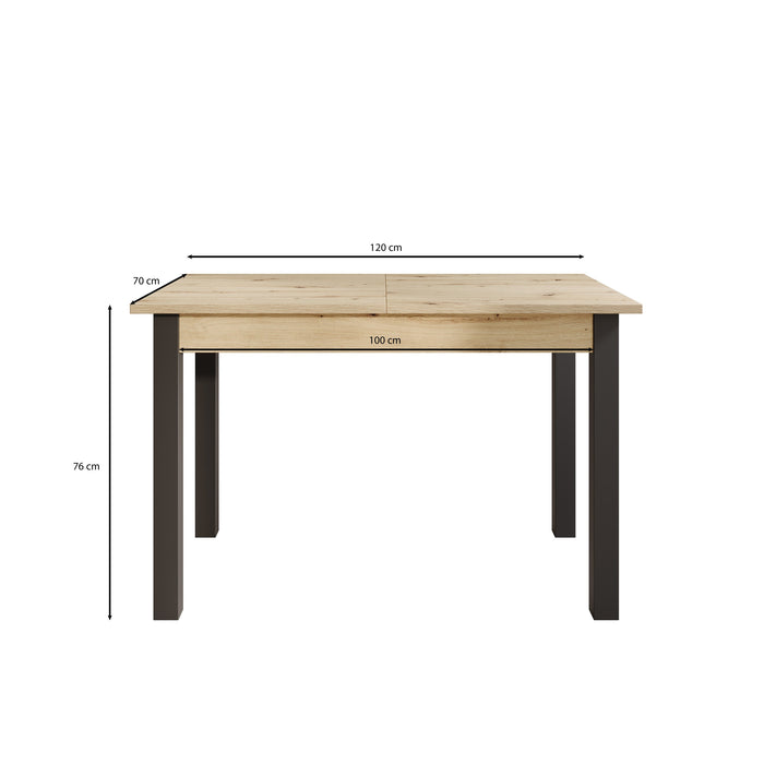 Meubella - Noah - Eetkamertafel - Eiken|zwart