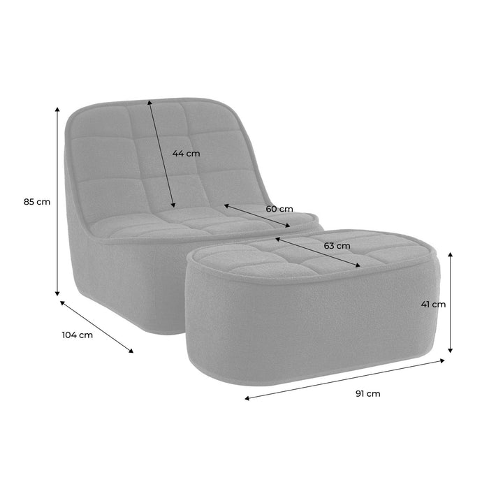 sweeek - Fauteuil bouclé stof 1 zitplaats + voetenbank