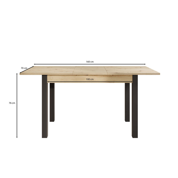 Meubella - Noah - Eetkamertafel - Eiken|zwart