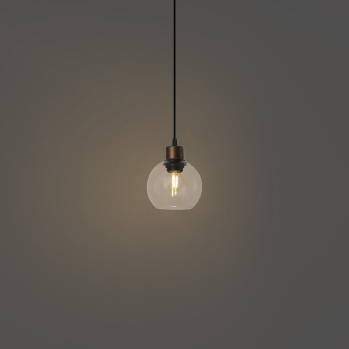 QAZQA Moderne hanglamp brons met helder glas voor railsysteem 1-fase