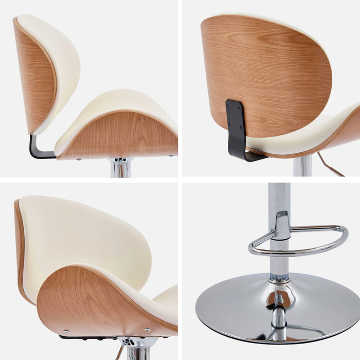 sweeek - Verstelbare barkruk, houtdecor en kunstleer (set van 2)