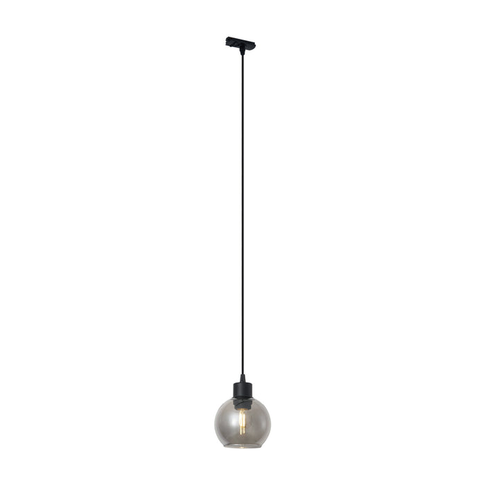 QAZQA Moderne hanglamp zwart met smoke glas voor railsysteem 1-fase -