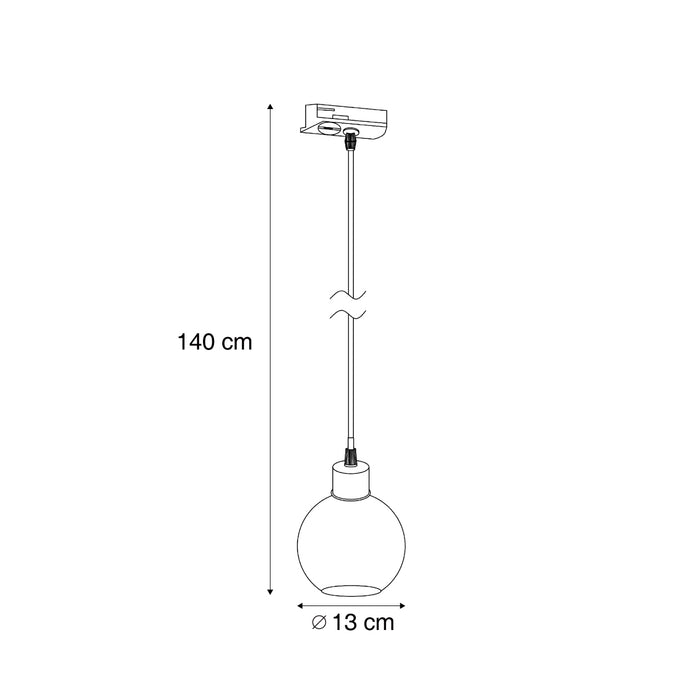 QAZQA Moderne hanglamp zwart met smoke glas voor railsysteem 1-fase -