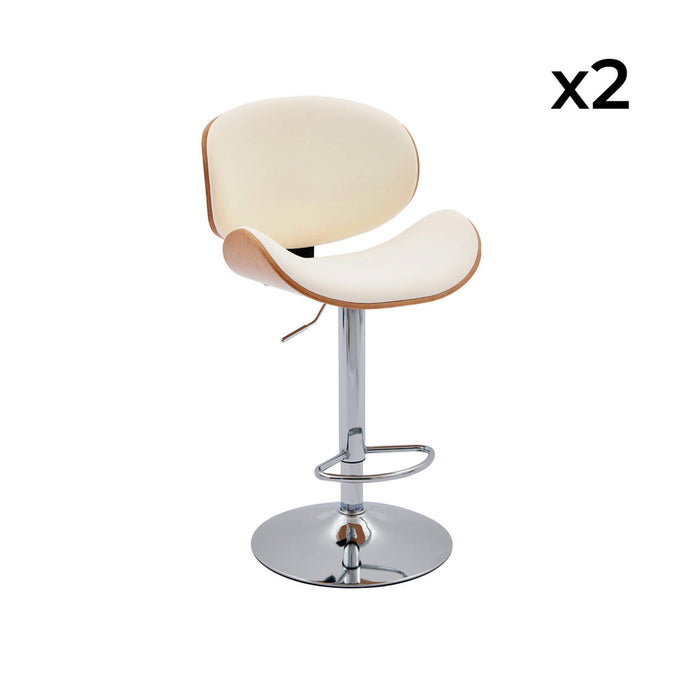 sweeek - Verstelbare barkruk, houtdecor en kunstleer (set van 2)