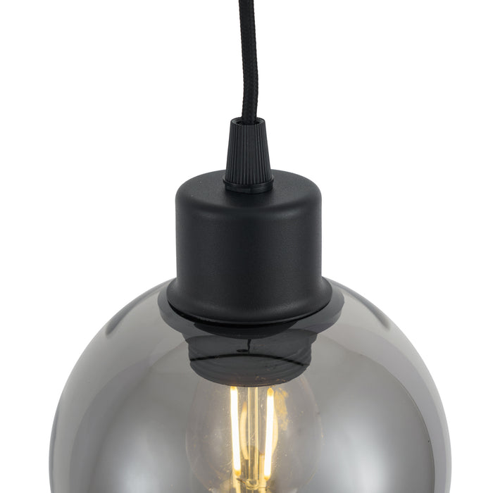 QAZQA Moderne hanglamp zwart met smoke glas voor railsysteem 1-fase -