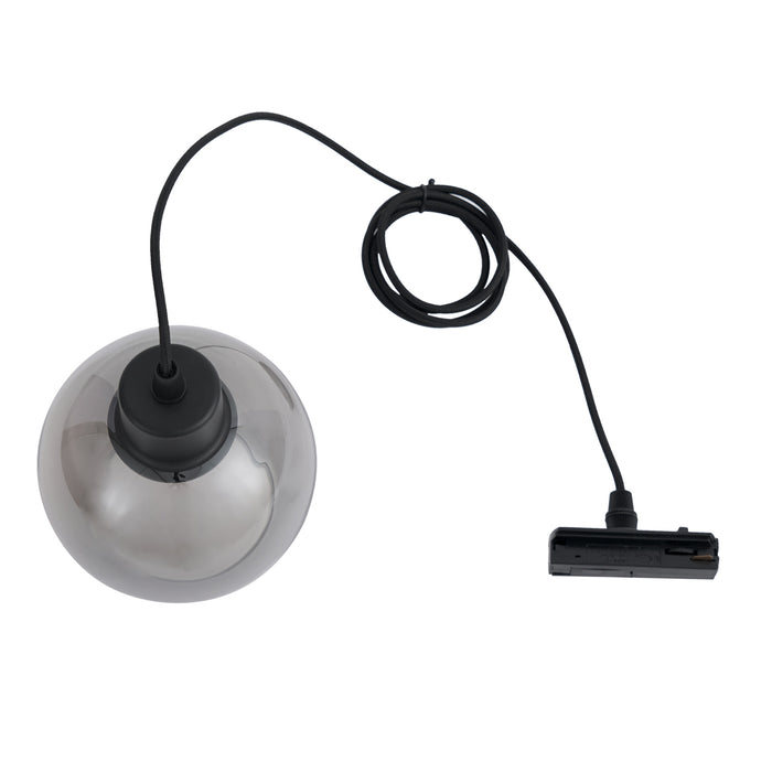 QAZQA Moderne hanglamp zwart met smoke glas voor railsysteem 1-fase -