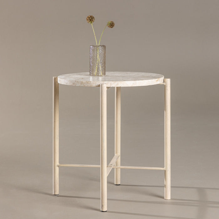 Fjôrd - Salontafel Beige Metaal - 40x40x45cm - Sandhamn