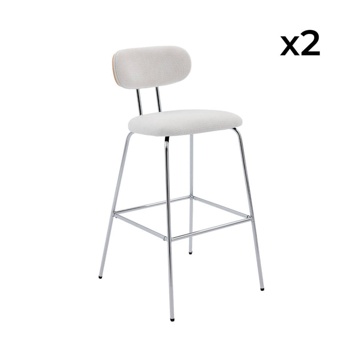 sweeek - Barkruk met gebogen eikenhoutdecor en waterafstotende stof,