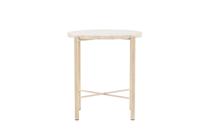 Fjôrd - Salontafel Beige Metaal - 40x40x45cm - Sandhamn