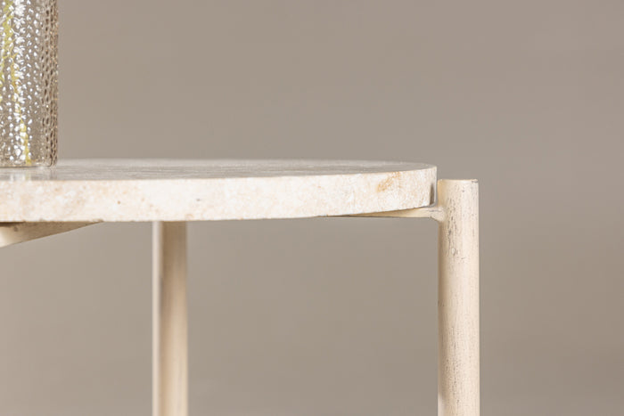 Fjôrd - Salontafel Beige Metaal - 40x40x45cm - Sandhamn