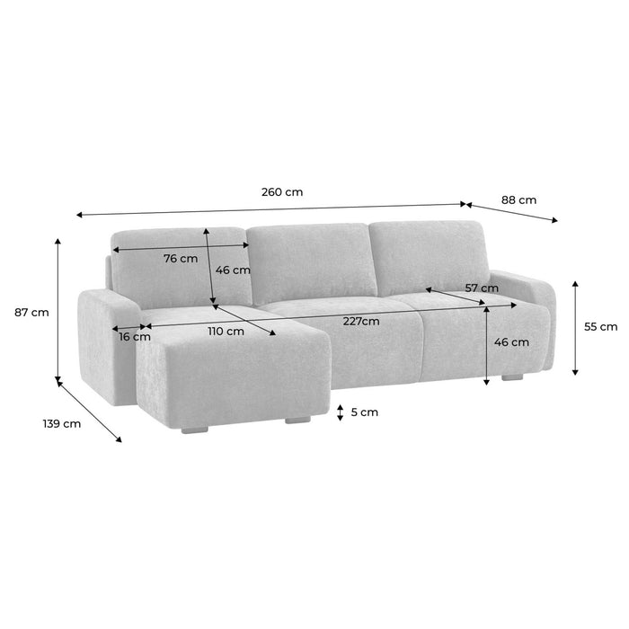 sweeek - Hoekbank links 3 zitplaatsen stof