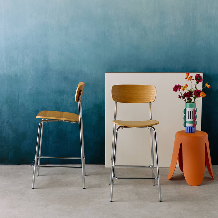 sweeek - Barkruk metaal en multiplex vintage (set van 2)