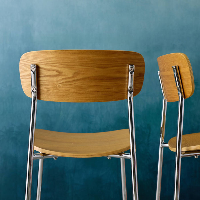 sweeek - Barkruk metaal en multiplex vintage (set van 2)