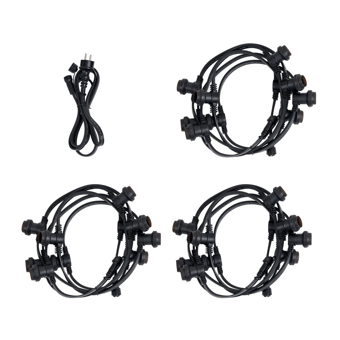 QAZQA Lichtsnoer zwart koppelbaar met stekker 14m 30-lichts IP44 -