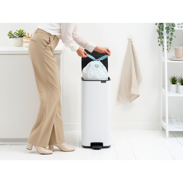 Brabantia Bo Pedaalemmer 30L, kunststof binnenemmer - White