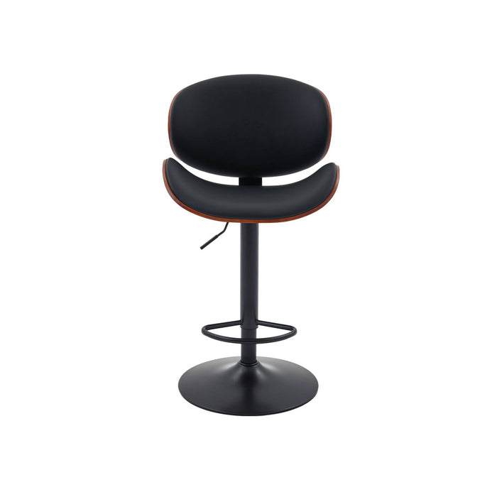 sweeek - Verstelbare barkruk, houtdecor en kunstleer (set van 2)