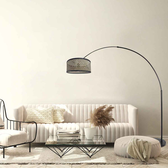 Steinhauer - vloerlamp - Sparkled Light - zwart - bamboe metaal -