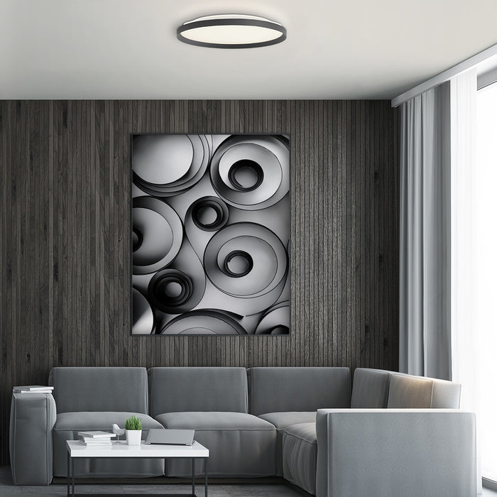 Steinhauer - Plafondlamp Zwart Metaal|Kunststof - 40x40x7cm - Flady