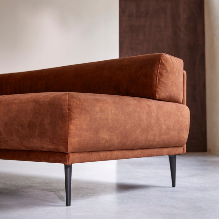 Tikamoon - Hoekbank met hoek rechts in terracottabruin fluweel 270 x …