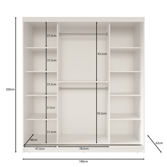 Meubella - Kledingkast Fessaro - Wit - 180 cm