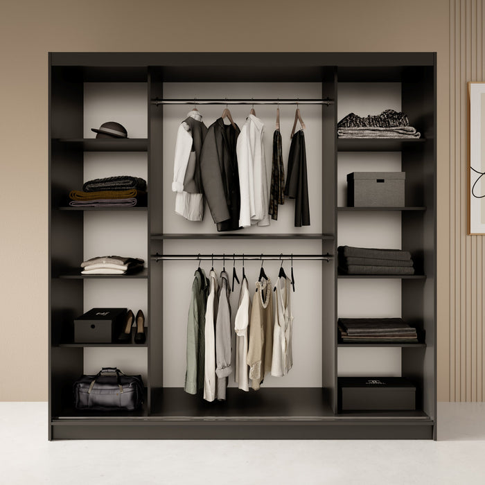 Meubella - Kledingkast Fessaro - Zwart - 200 cm